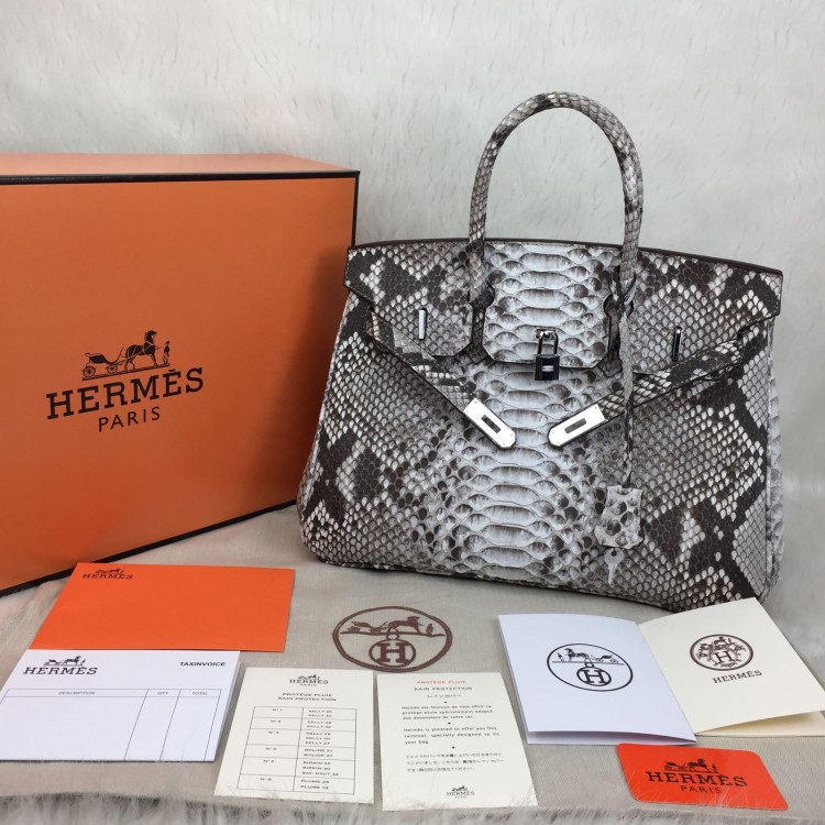 HERMES BİRKİN 35 CM PİTON HAKİKİ GUMUS